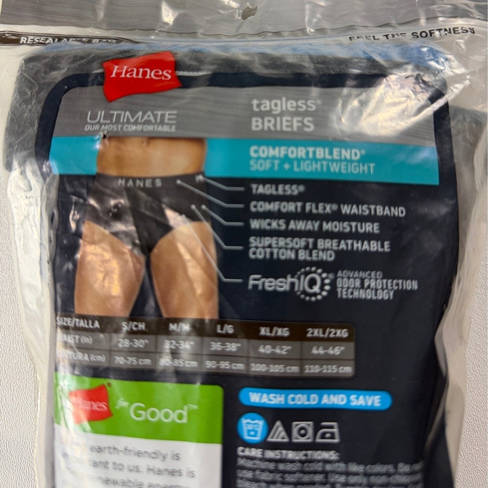Hanes Ultimate ComfortBlend Mens 5 Pack Tagless Briefs Blue Black L 36-38 NEW - Picture 6 of 6